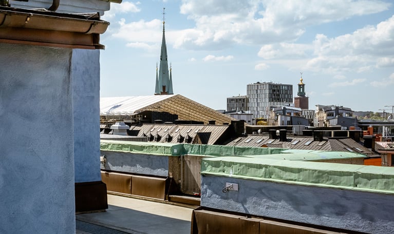 Vy från Konserthusets tak. Fotografi.