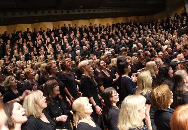 Photo of a singing choir.