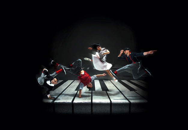 Group picture of people that dance. Photo.