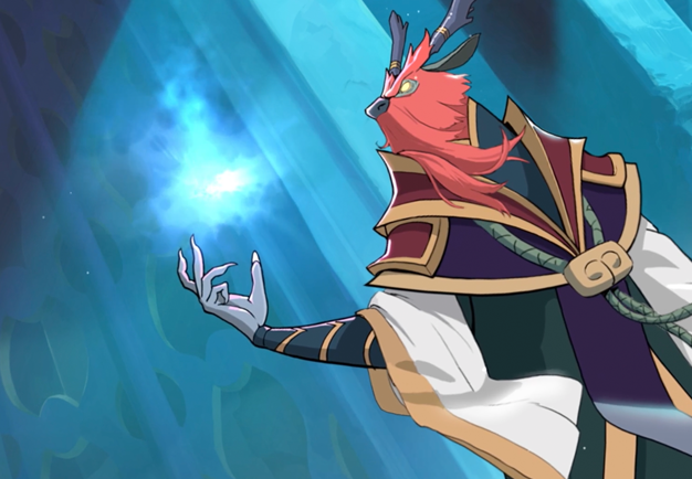En pälsklädd kejsare. Anime-illustration från filmen. 