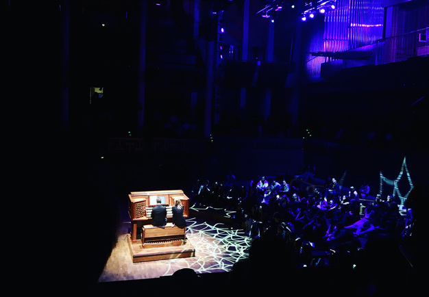 Organ in a spotlight. Photo.