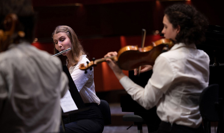 Young musicians playing. Photo.