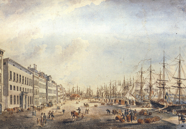 Illustration av Skeppsbron 1700-tal