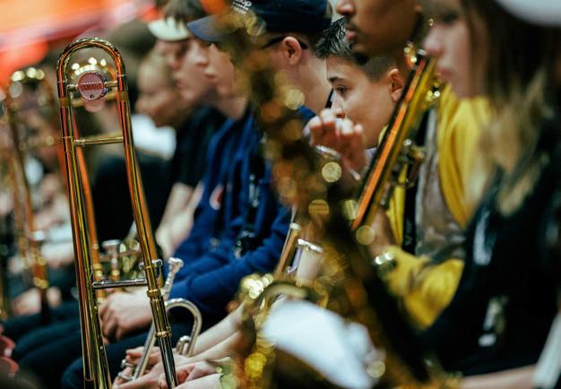 Young jazz musicians playing. Photo.