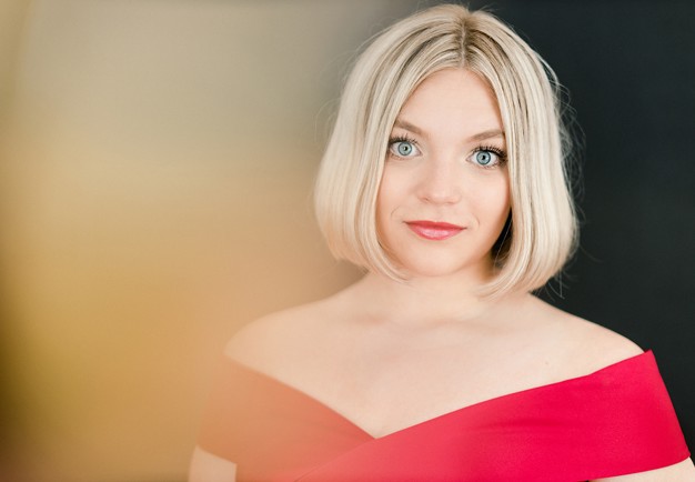Woman with a red dress. Photo.