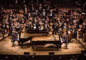 Man som spelar piano. Fotografi.