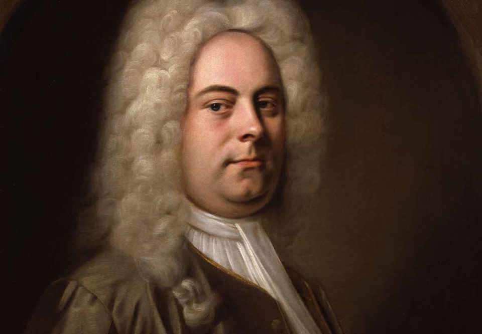 Oljemålat porträtt av Händel. Illustration.