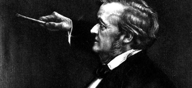 Man conducting, black and white photo.